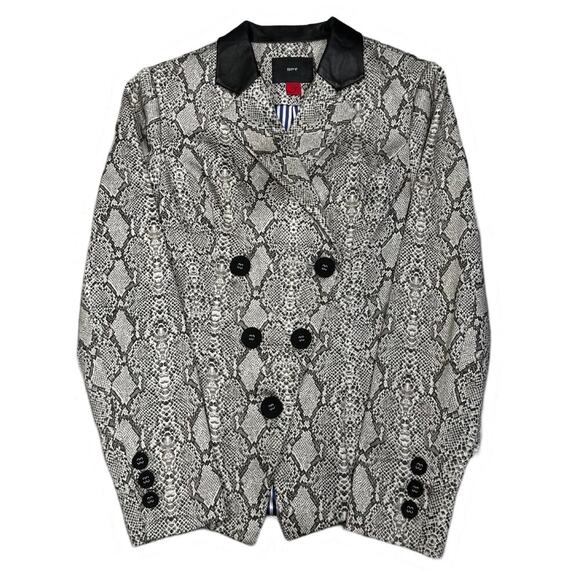 SPY Snake Skin Print Faux Leather Collar Blazer Button‎ Jacket - Size 3 - Picture 1 of 12